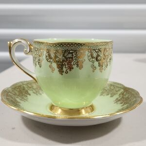 Queen Anne Teacup & Saucer with Gold Gilding
